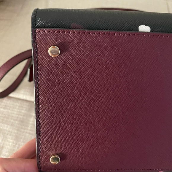 Kate Spade Black and Burgundy Floral Handbag - Picture 10 of 12